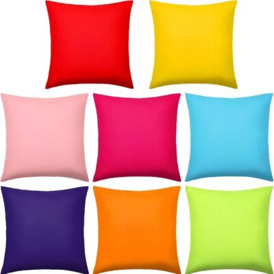 8 Pcs 18 x 18 Inch Fresh Colors Decorative Throw Pillow Covers Mixed Solid Color Square Pillow Cases Colorful Cushion Cover for Classroom Couch Bedroom Patio Garden (Covers Only)