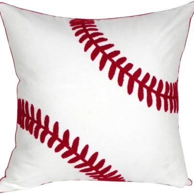 Embroidered Baseball Throw Pillow Cover,Square 18 inch Decorative Canvas Pillow Cover for Baseball Room Decor(Cover Only)