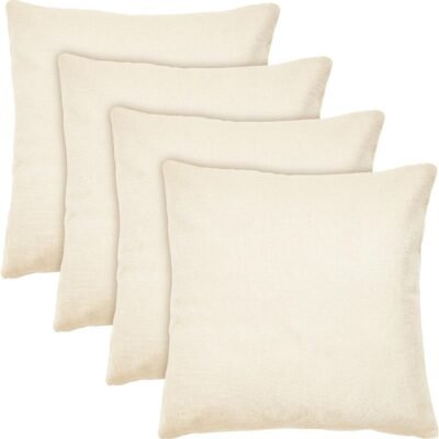 4 Pack of Canvas Throw Pillow Covers, 17x17 Blank Pillow Cases (Cream Color, Cotton Material)
