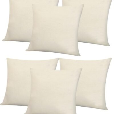 Blank Pillow Covers 18x18Inch Sublimation Throw Pillow Cases Bulk for HTV Heat Transfer Vinyl Set of 6 Beige Linen
